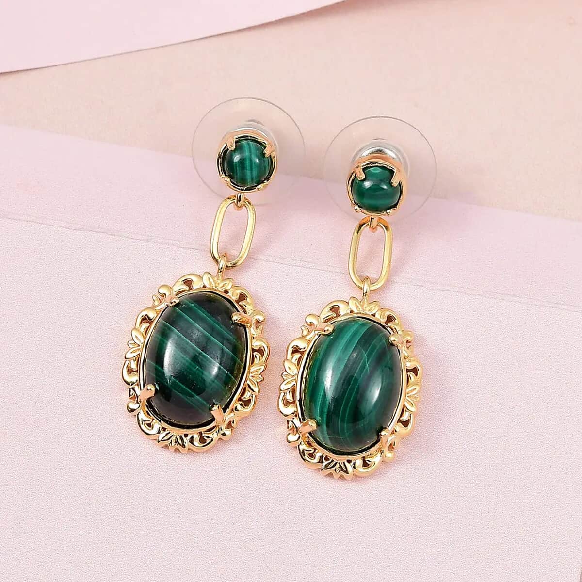 TLV KARIS African Malachite Earrings in 14K YG Over Sterling Silver and 18K YG Plated 23.15 ctw image number 1