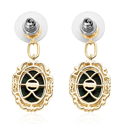 Karis African Malachite Earrings in 18K YG Plated 17.00 ctw