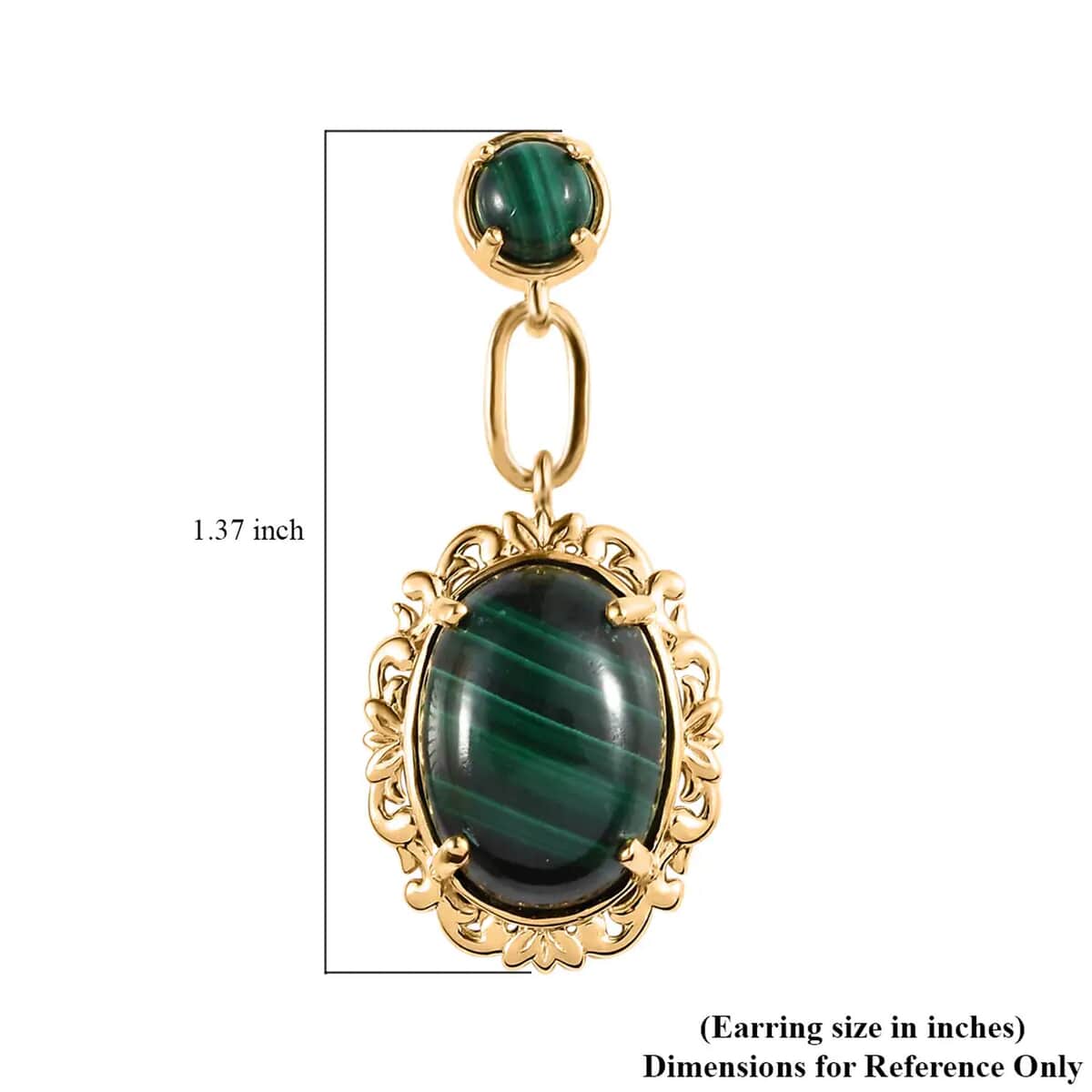 TLV KARIS African Malachite Earrings in 14K YG Over Sterling Silver and 18K YG Plated 23.15 ctw image number 6