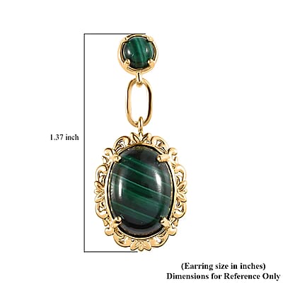 Karis African Malachite Earrings in 18K YG Plated 17.00 ctw