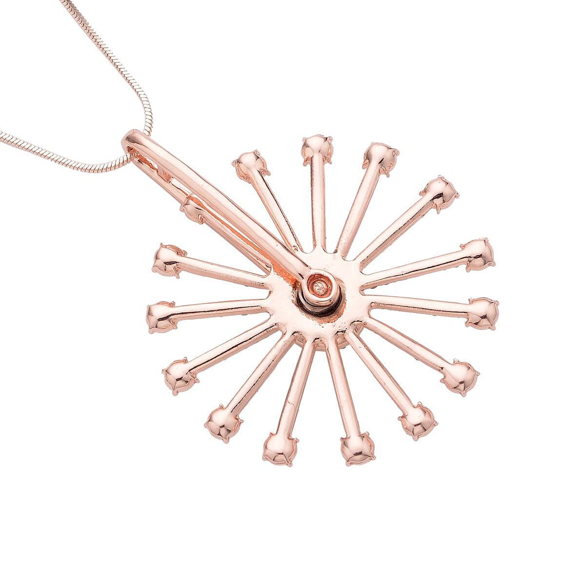 White Aurora Borealis Austrian Crystal Spinner Necklace 28-30 Inches in Rosetone image number 4