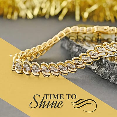 Diamond 2.00 ctw Bracelet, 14K Yellow Gold Over Sterling Silver Bracelet, Diamond Jewelry (7.25 In)