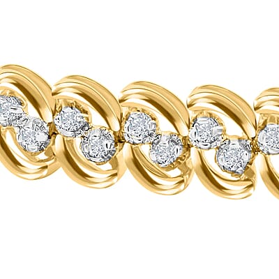 Diamond 2.00 ctw Bracelet, 14K Yellow Gold Over Sterling Silver Bracelet, Diamond Jewelry (7.25 In)
