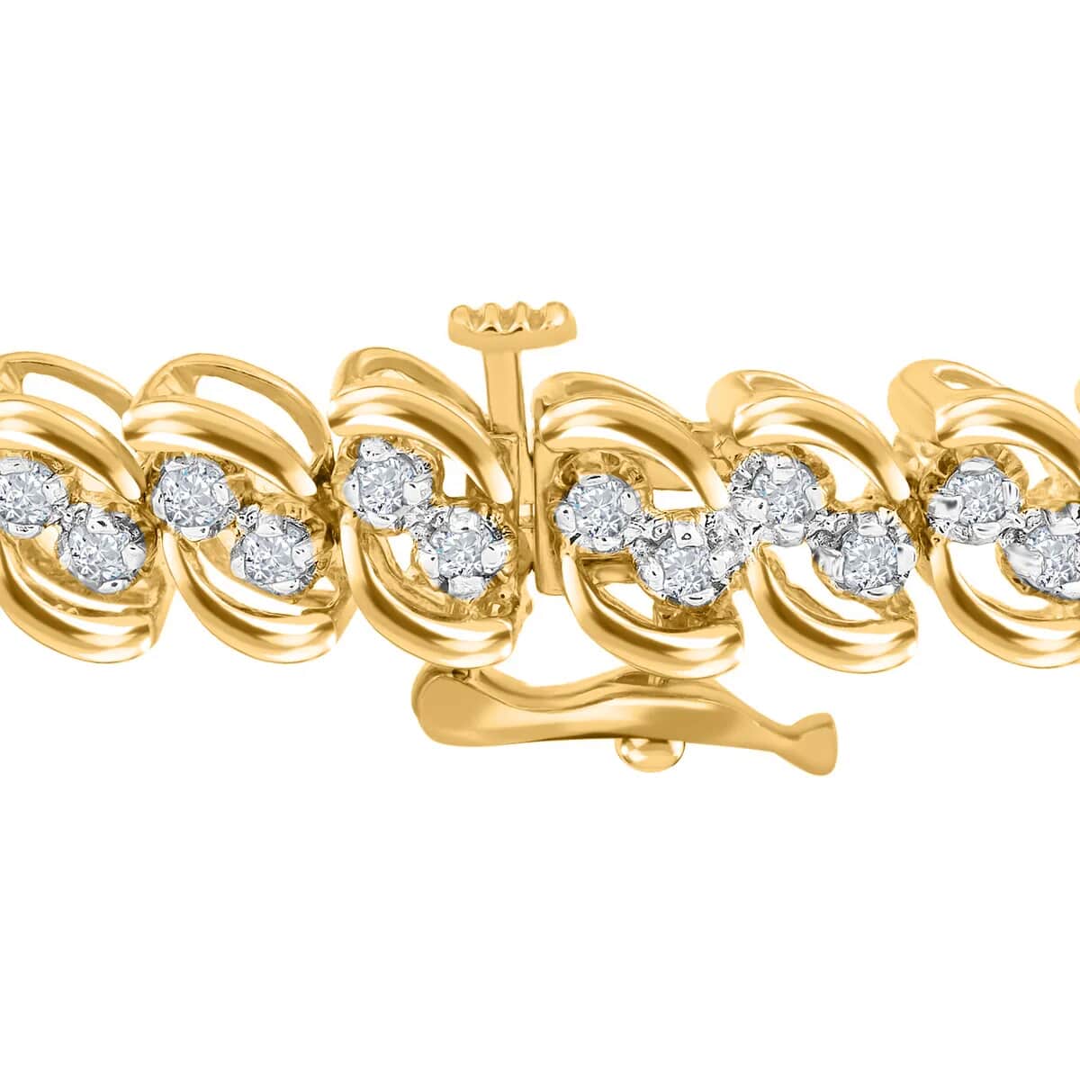 Diamond 2.00 ctw Bracelet, 14K Yellow Gold Over Sterling Silver Bracelet, Diamond Jewelry (7.25 In) image number 5