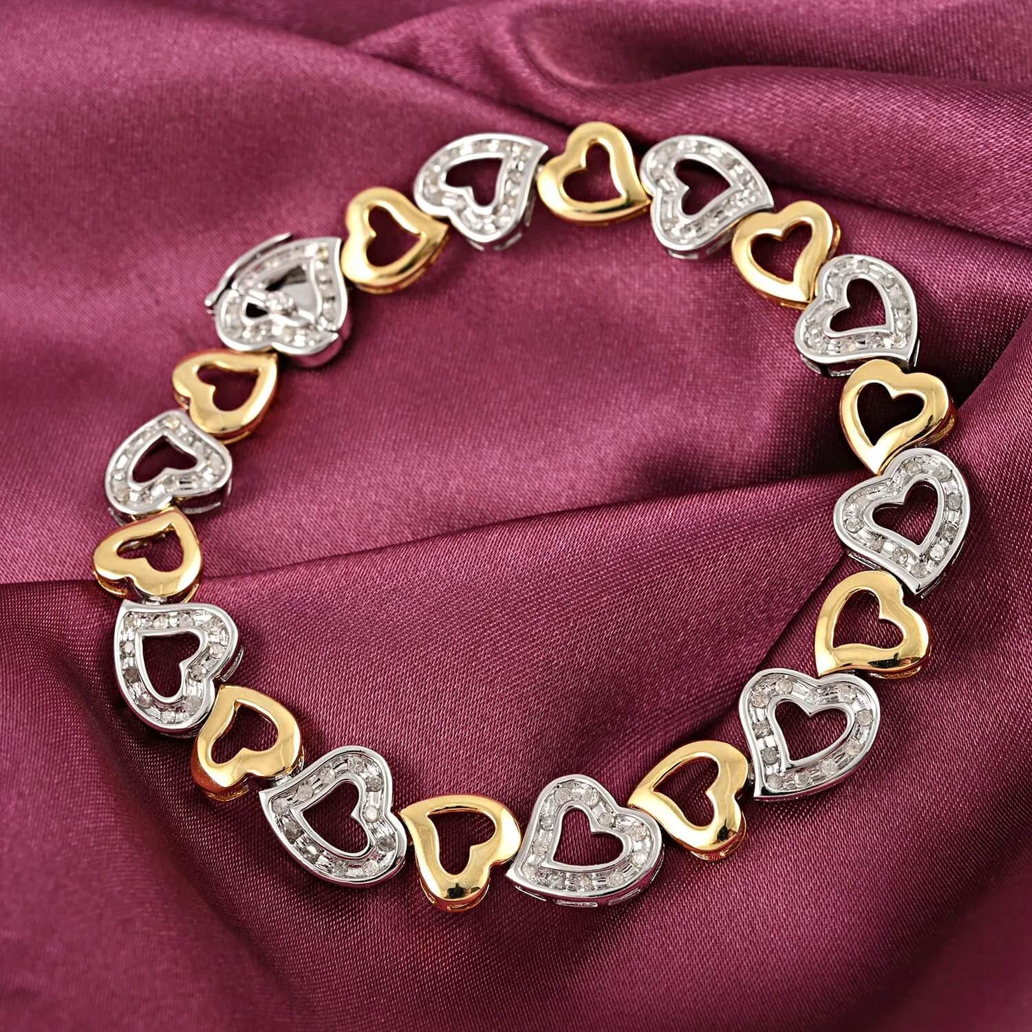 Gold heart hot sale diamond bracelet