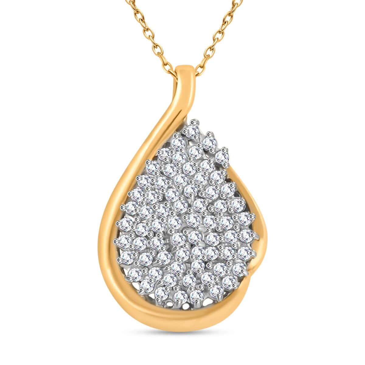 Dazzling Multi Stone Cluster Yellow Gold Over .925 Sterling offers Silver Pendant