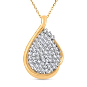 NY Closeout Deal Diamond Cluster Pendant Necklace 18 Inches in 14K Yellow Gold Over Sterling Silver 1.00 ctw