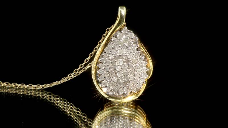 Diamond Droplet Pendant Necklace in 14K YG Over Sterling Silver 1.00 ctw (18 Inches)