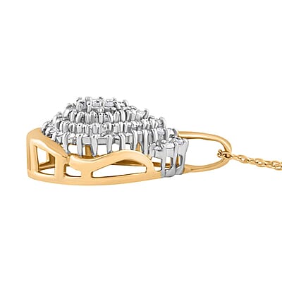 Diamond Droplet Pendant Necklace in 14K YG Over Sterling Silver 1.00 ctw (18 Inches)