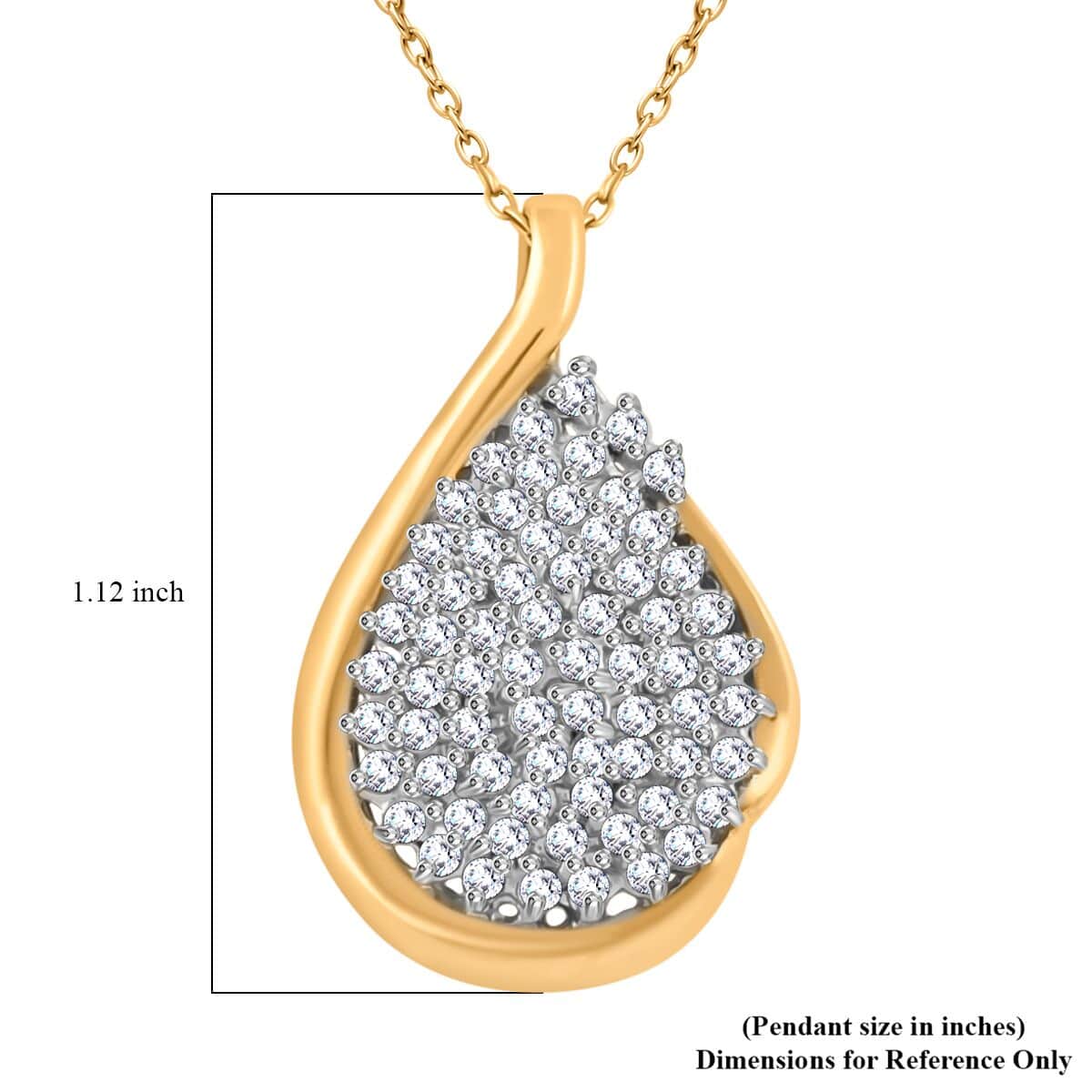 NY Closeout Deal Diamond Cluster Pendant Necklace 18 Inches in 14K Yellow Gold Over Sterling Silver 1.00 ctw image number 5