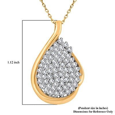 Diamond Droplet Pendant Necklace in 14K YG Over Sterling Silver 1.00 ctw (18 Inches)