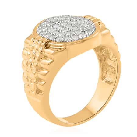 Diamond Men's Ring in 14K Yellow Gold Over Sterling Silver (Size 10.0) 1.00 ctw image number 3