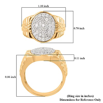 Diamond Men's Ring in 14K Yellow Gold Over Sterling Silver (Size 10.0) 1.00 ctw