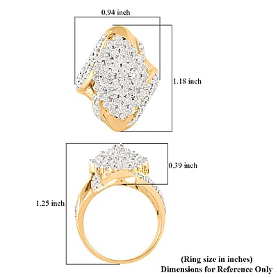 Diamond 1.00 ctw Cluster Ring in 14K Yellow Gold Over Sterling Silver (Size 10.0)