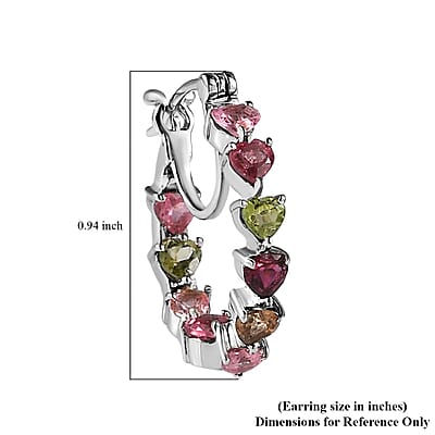 Multi-Tourmaline Inside Out Hoop Earrings in Platinum Over Sterling Silver 3.00 ctw