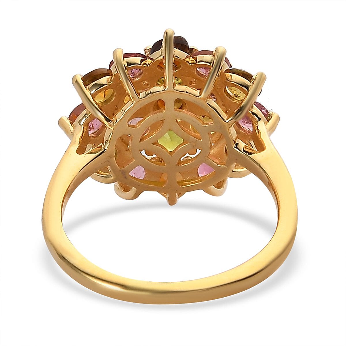 Multi-Tourmaline Floral Ring in Vermeil YG Over Sterling Silver (Size 10.0) 2.25 ctw image number 4
