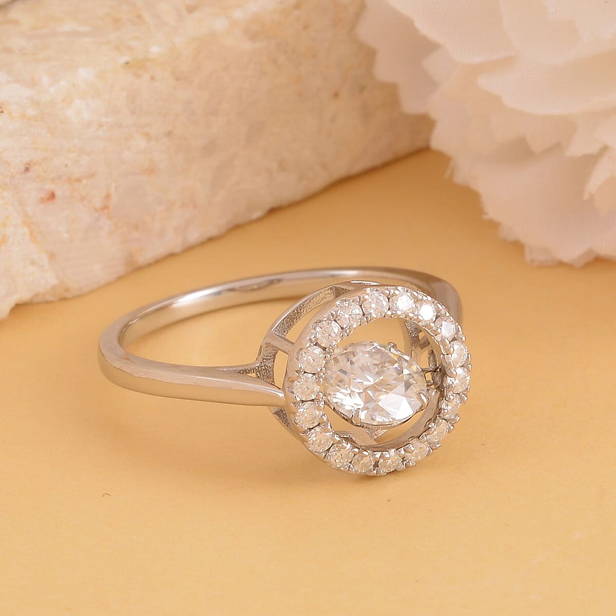 Dancing Moissanite Ring in Platinum Over Sterling Silver 1.00 ctw image number 1