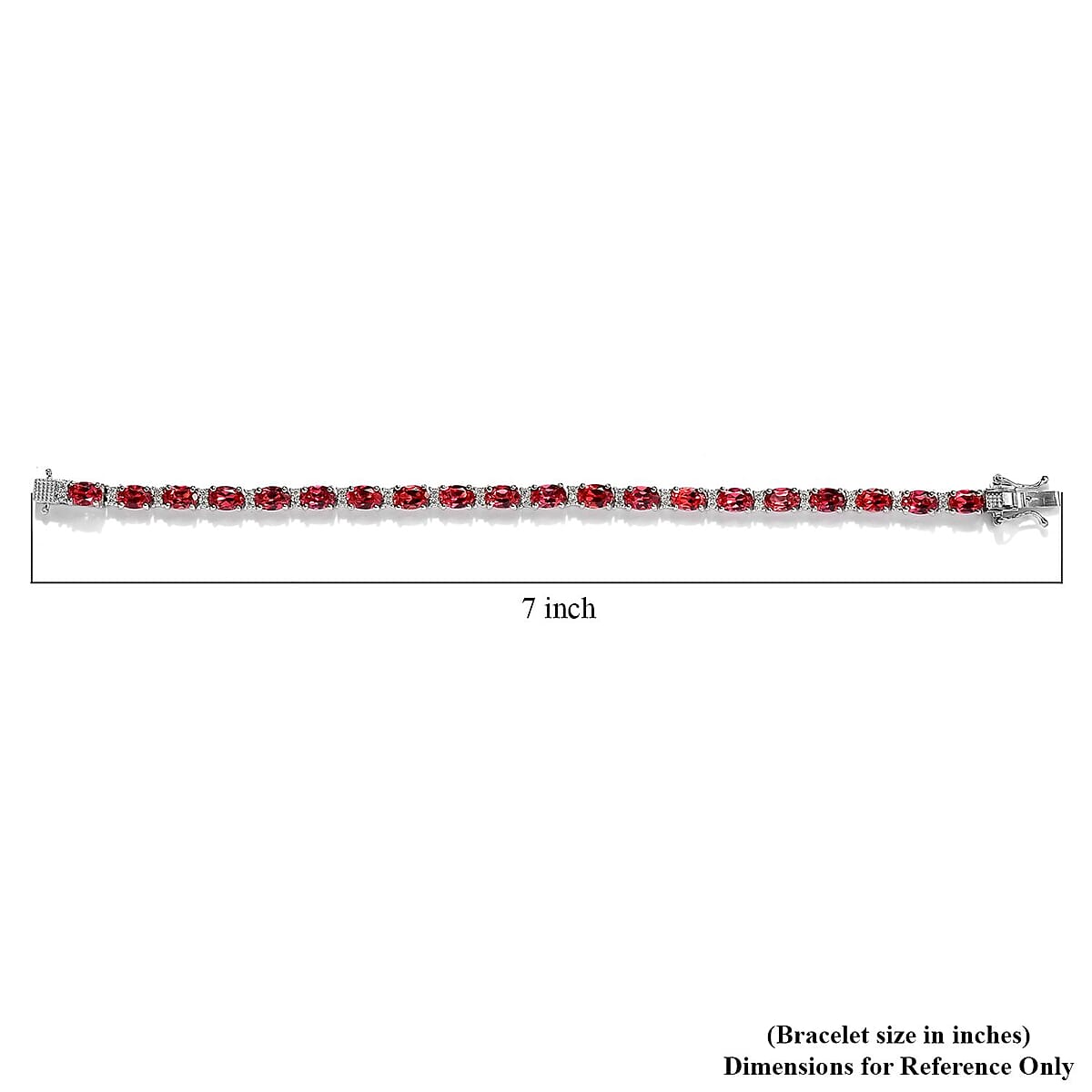Lab Created Padparadscha Sapphire and Moissanite Tennis Bracelet in Platinum Over Sterling Silver (6.50 In) 9 Grams 13.00 ctw image number 3