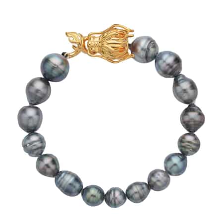 Buy Tahitian Cultured Pearl and Chrome Diopside Dragon Bracelet in Vermeil  Yellow Gold Over Sterling Silver (6.50 In) at