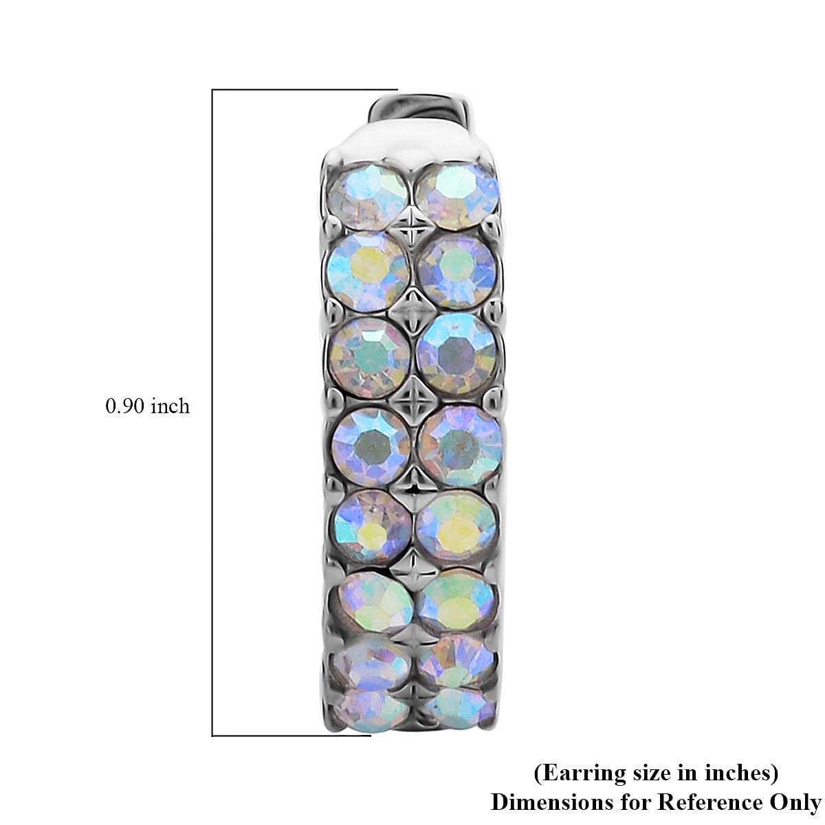 White Mystic Color Austrian Crystal Inside-out Hoop Earrings in Stainless Steel image number 4
