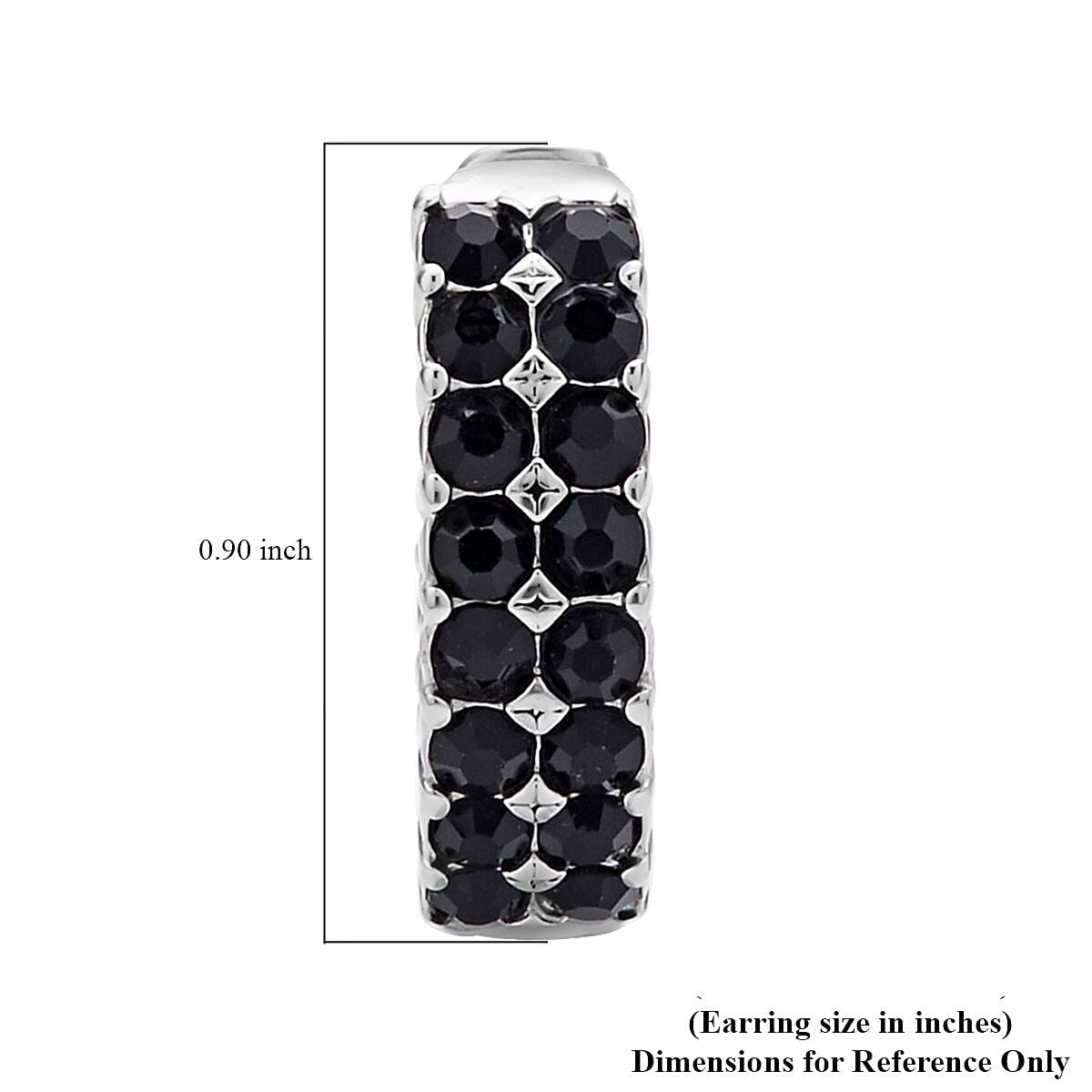 Black Austrian Crystal Inside-out Hoop Earrings in Stainless Steel , Tarnish-Free, Waterproof, Sweat Proof Jewelry image number 4