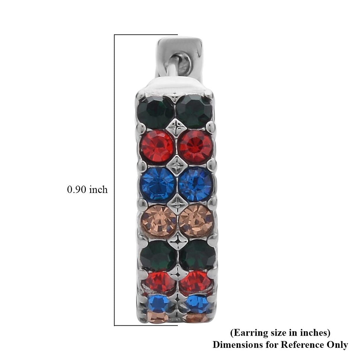 Multi Color Austrian Crystal Inside-out Hoop Earrings in Stainless Steel , Tarnish-Free, Waterproof, Sweat Proof Jewelry image number 4