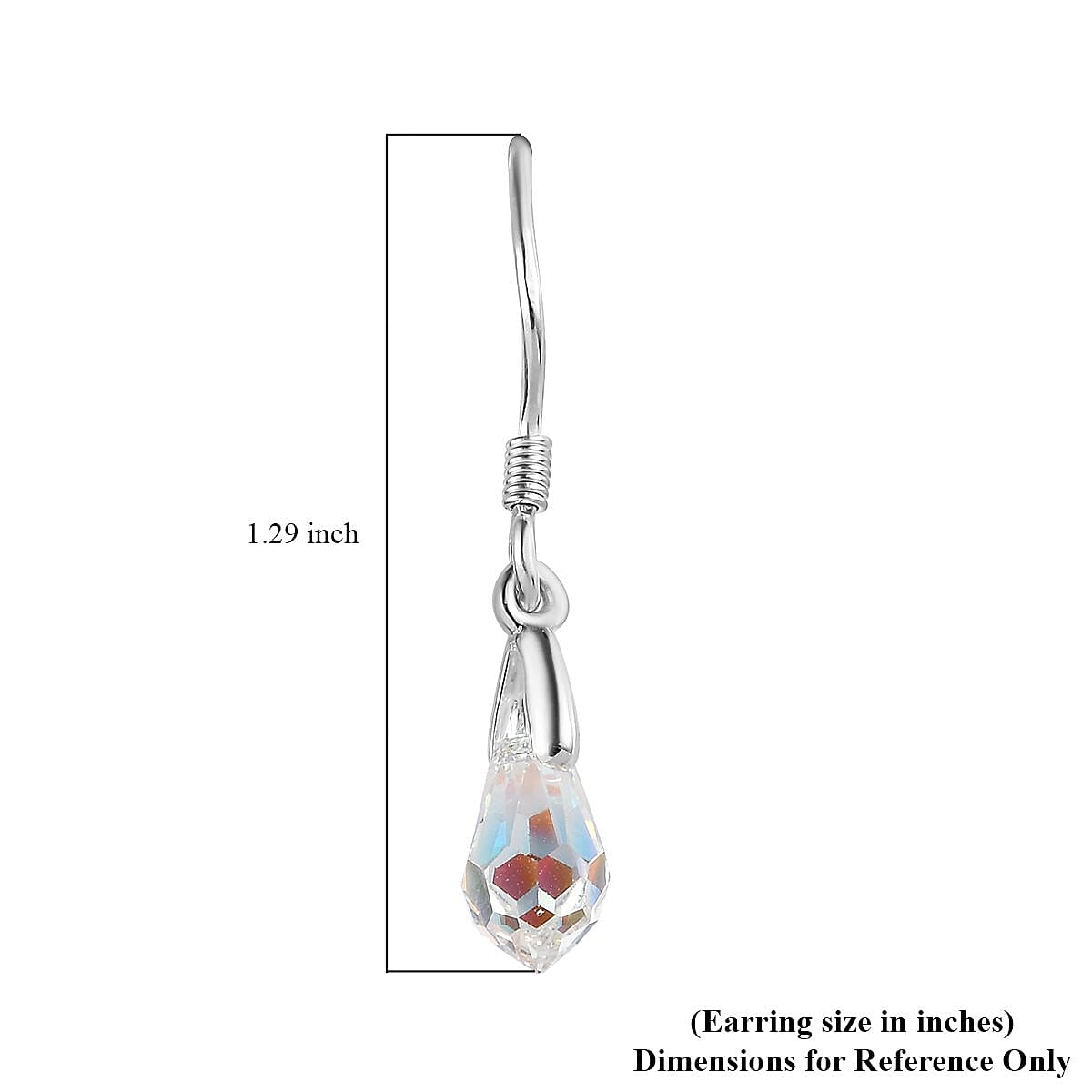 Aurora Borealis Crystal Drop Earrings in Sterling Silver image number 4