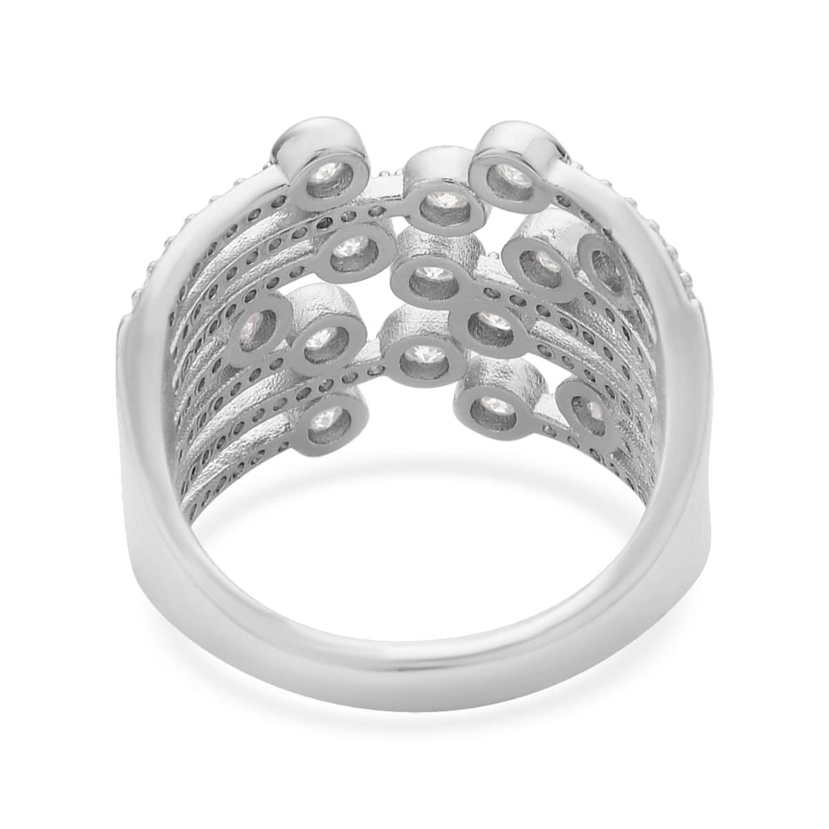 Simulated Diamond Multi-shank Bubble Ring in Silvertone (Size 7-9) 1.50 ctw image number 4