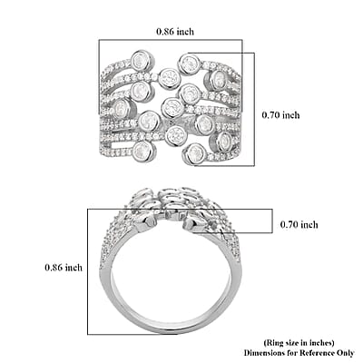 Simulated Diamond Multi-shank Bubble Ring in Silvertone (Size 7-9) 1.50 ctw