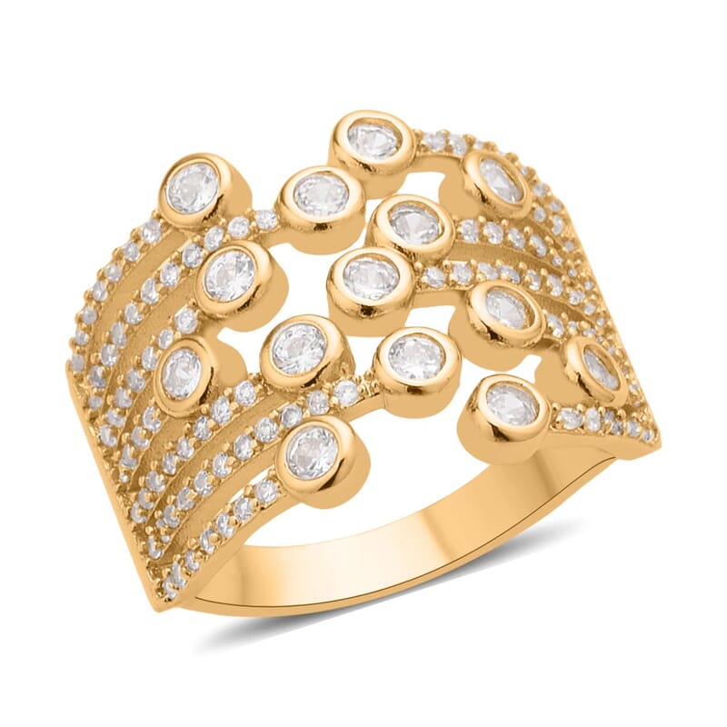 Simulated Diamond Multi-shank Bubble Ring in Goldtone (Size 7-9) 1.50 ctw
