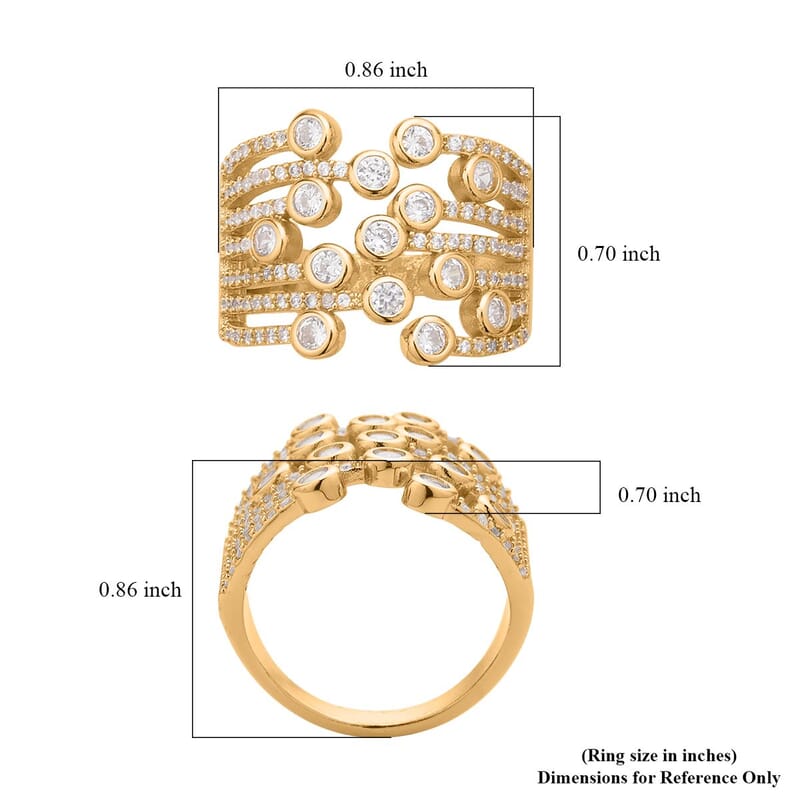 Simulated Diamond Multi-shank Bubble Ring in Goldtone (Size 7-9) 1.50 ctw