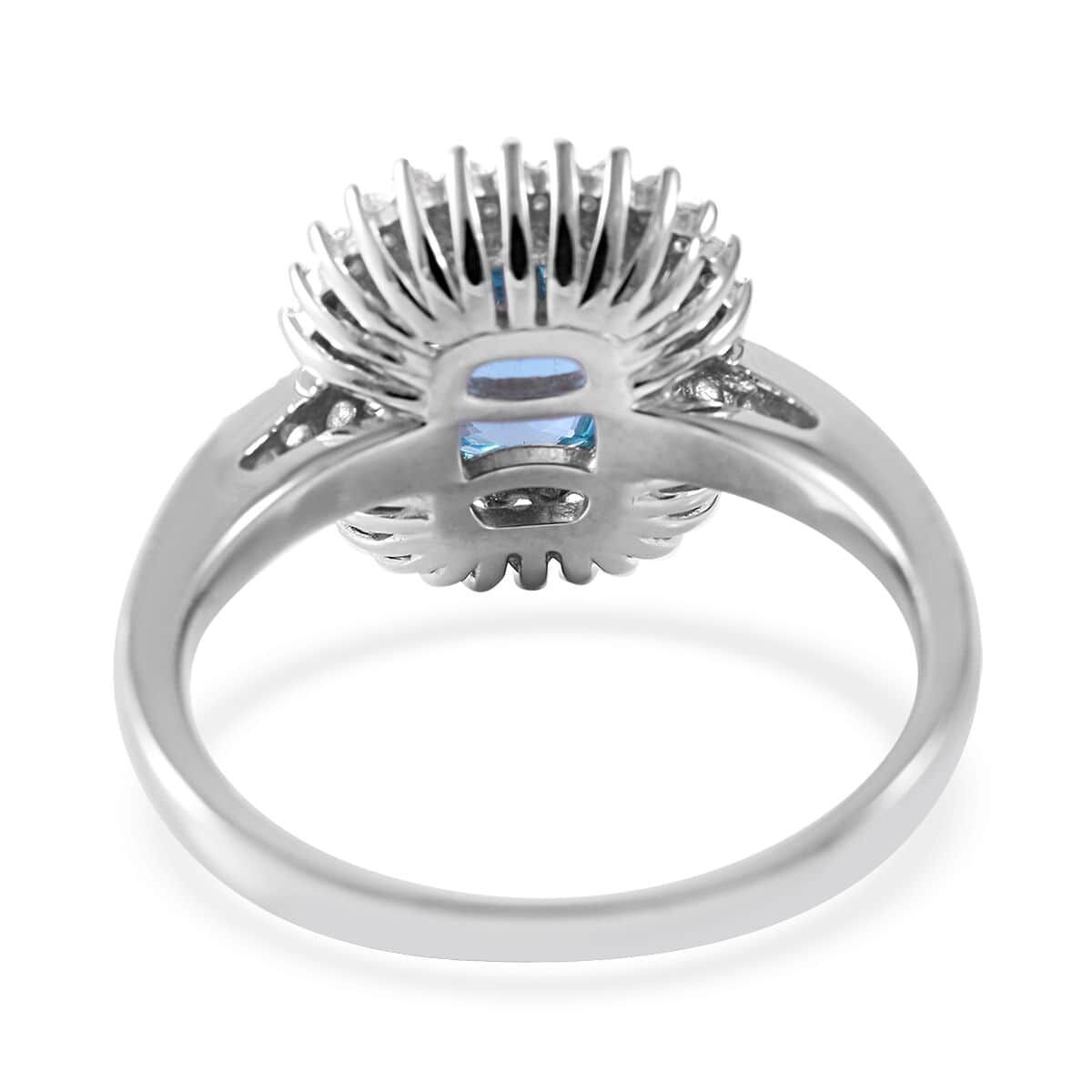 Premium Cambodian Blue Zircon and Natural White Zircon Ring in Platinum Over Sterling Silver (Size 10.0) 2.75 ctw image number 3