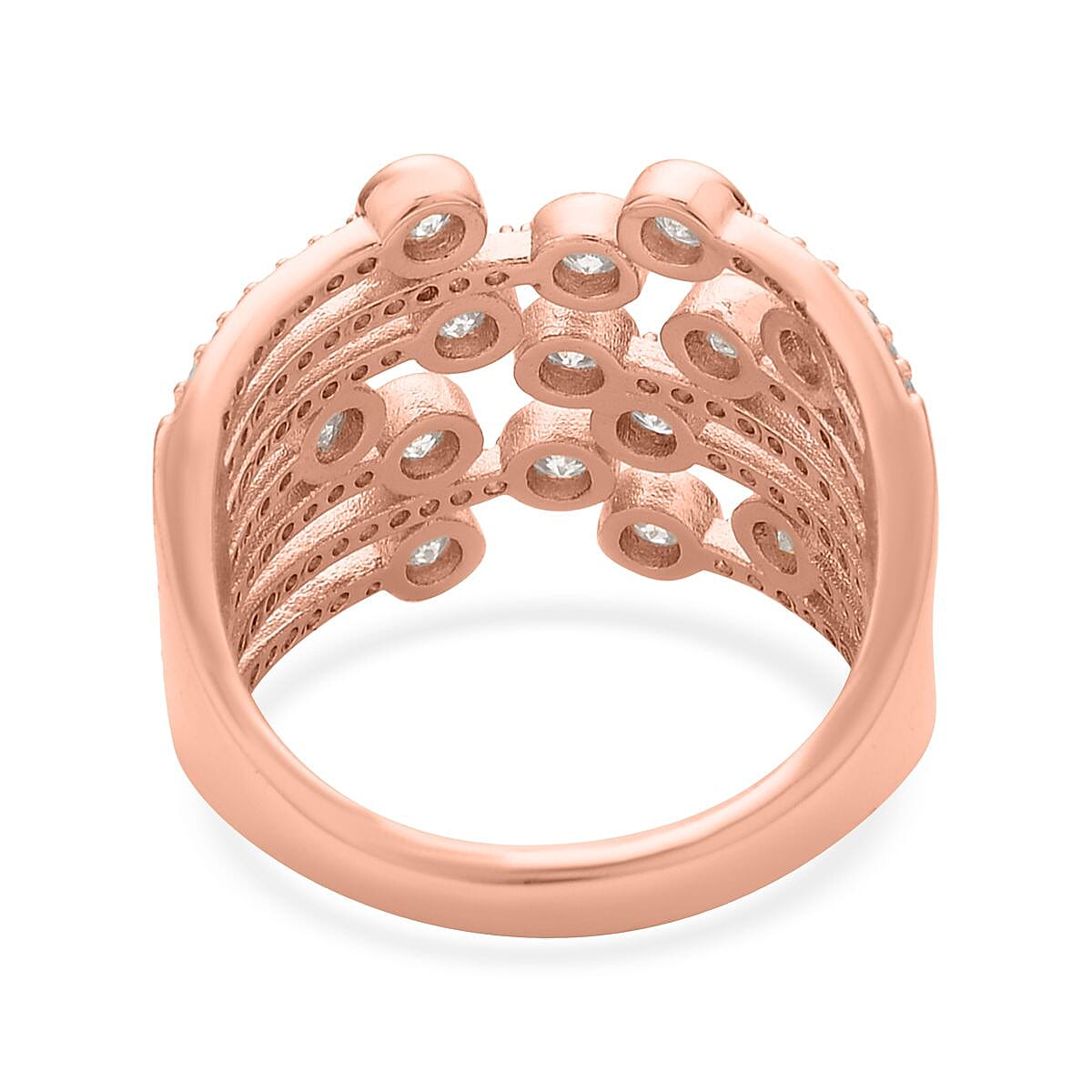 Simulated Diamond Multi-shank Bubble Ring in Rosetone (Size 7-9) 1.50 ctw image number 4