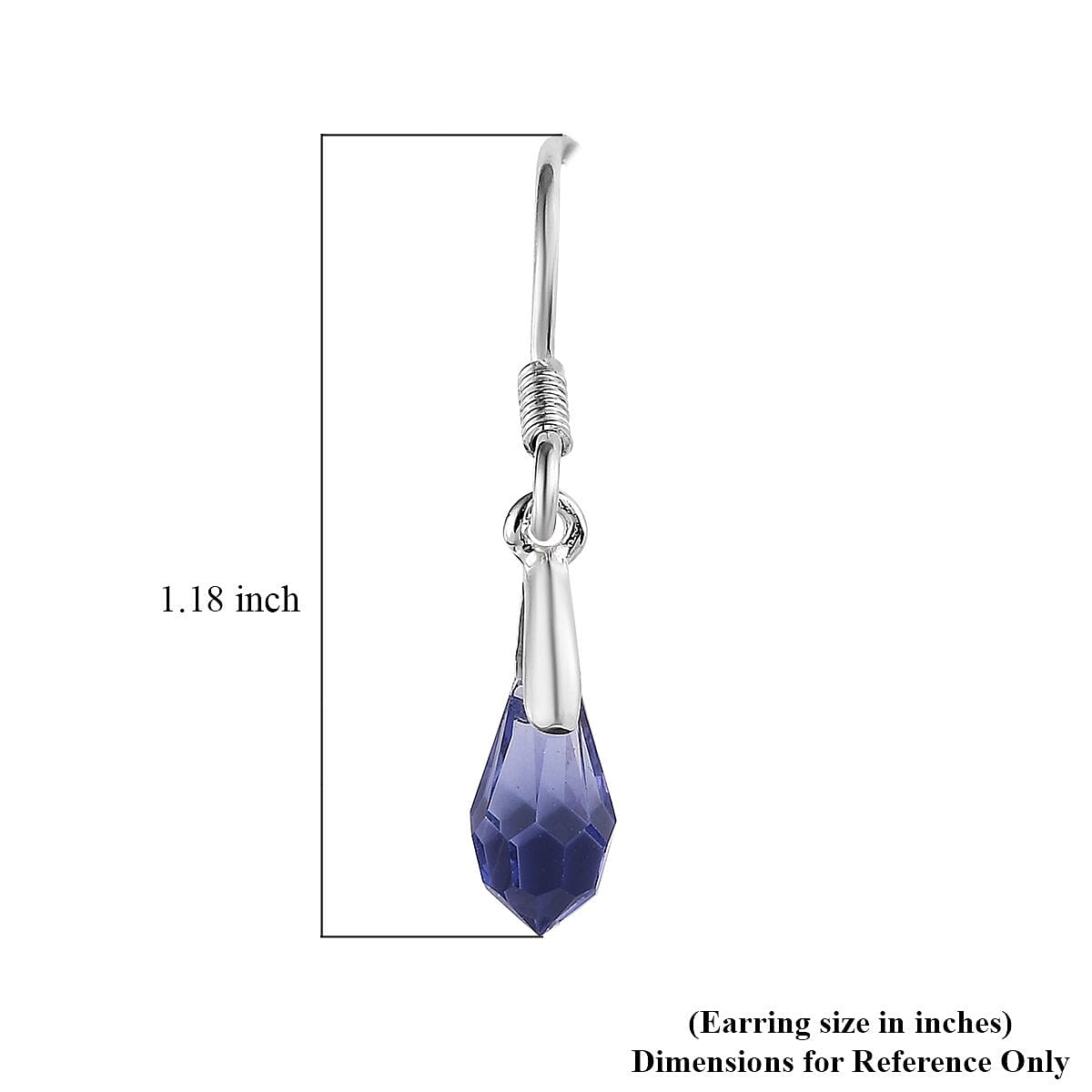 Tanzanite Color Crystal Drop Earrings in Sterling Silver