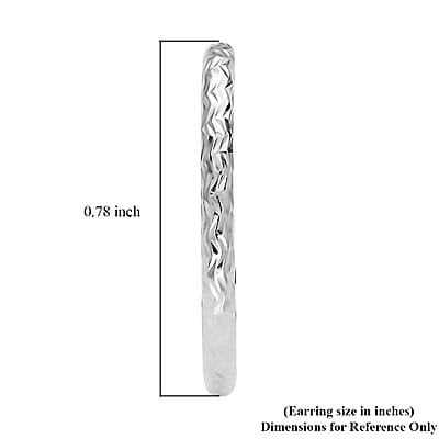 Rhodium Over Sterling Silver 20mm Wavy Textured Hoop Earrings (1.35 g)