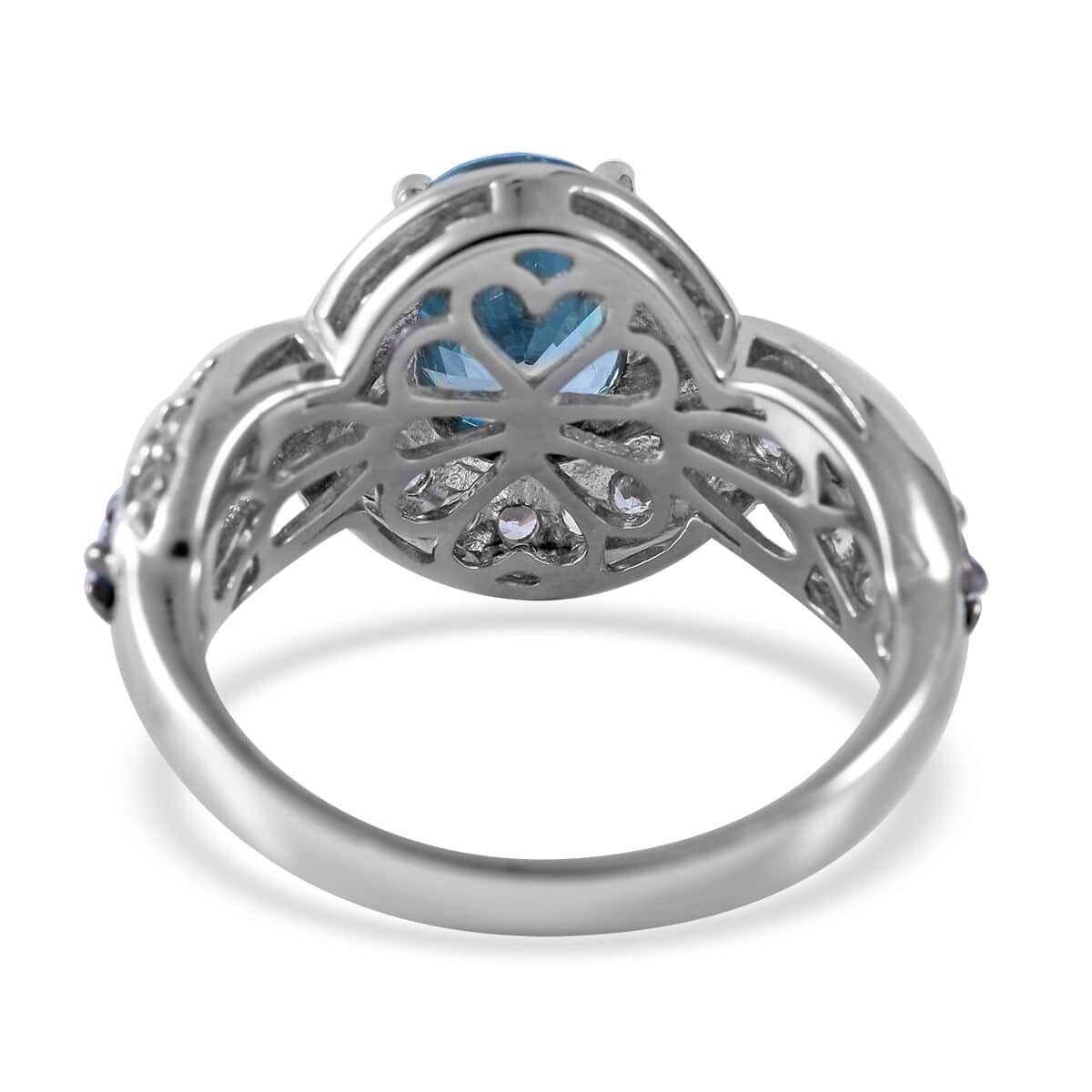 Cambodian Blue Zircon and Multi Gemstone Infinity Shank Ring in Platinum Over Sterling Silver 3.75 ctw image number 3