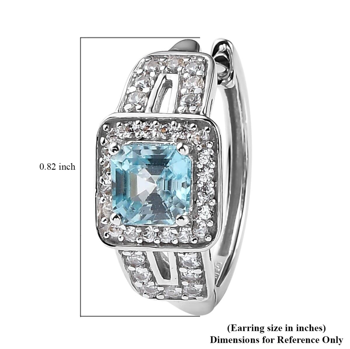 Asscher Cut Premium Cambodian Blue Zircon and Natural White Zircon Earrings in Platinum Over Sterling Silver 4.25 ctw image number 4