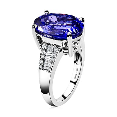 Rhapsody 950 Platinum AAAA Tanzanite and E-F VS2 Diamond Ring (Size 6.0) 7.50 Grams 7.50 ctw