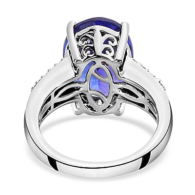 Rhapsody 950 Platinum AAAA Tanzanite and E-F VS2 Diamond Ring (Size 6.0) 7.50 Grams 7.50 ctw