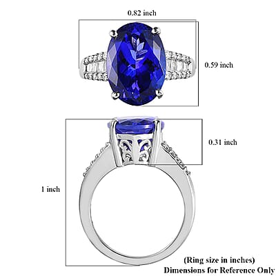 Rhapsody 950 Platinum AAAA Tanzanite and E-F VS2 Diamond Ring (Size 6.0) 7.50 Grams 7.50 ctw