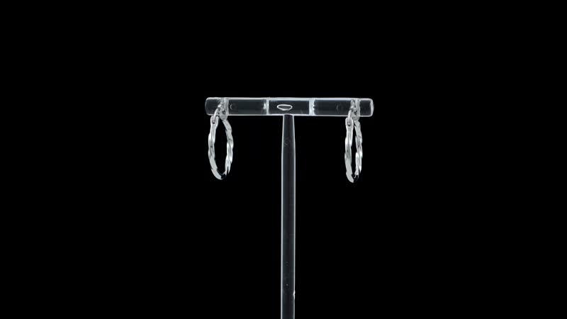 Rhodium Over Sterling Silver 20mm Twisted Hoop Earrings (1.80 g)