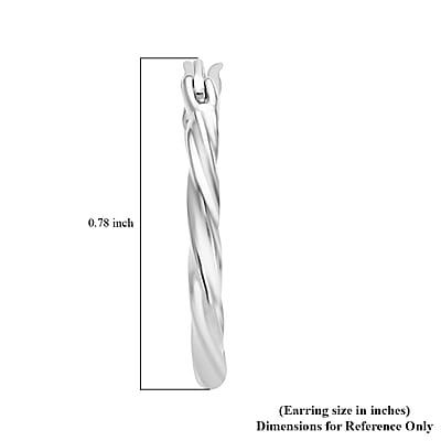 Rhodium Over Sterling Silver 20mm Twisted Hoop Earrings (1.80 g)