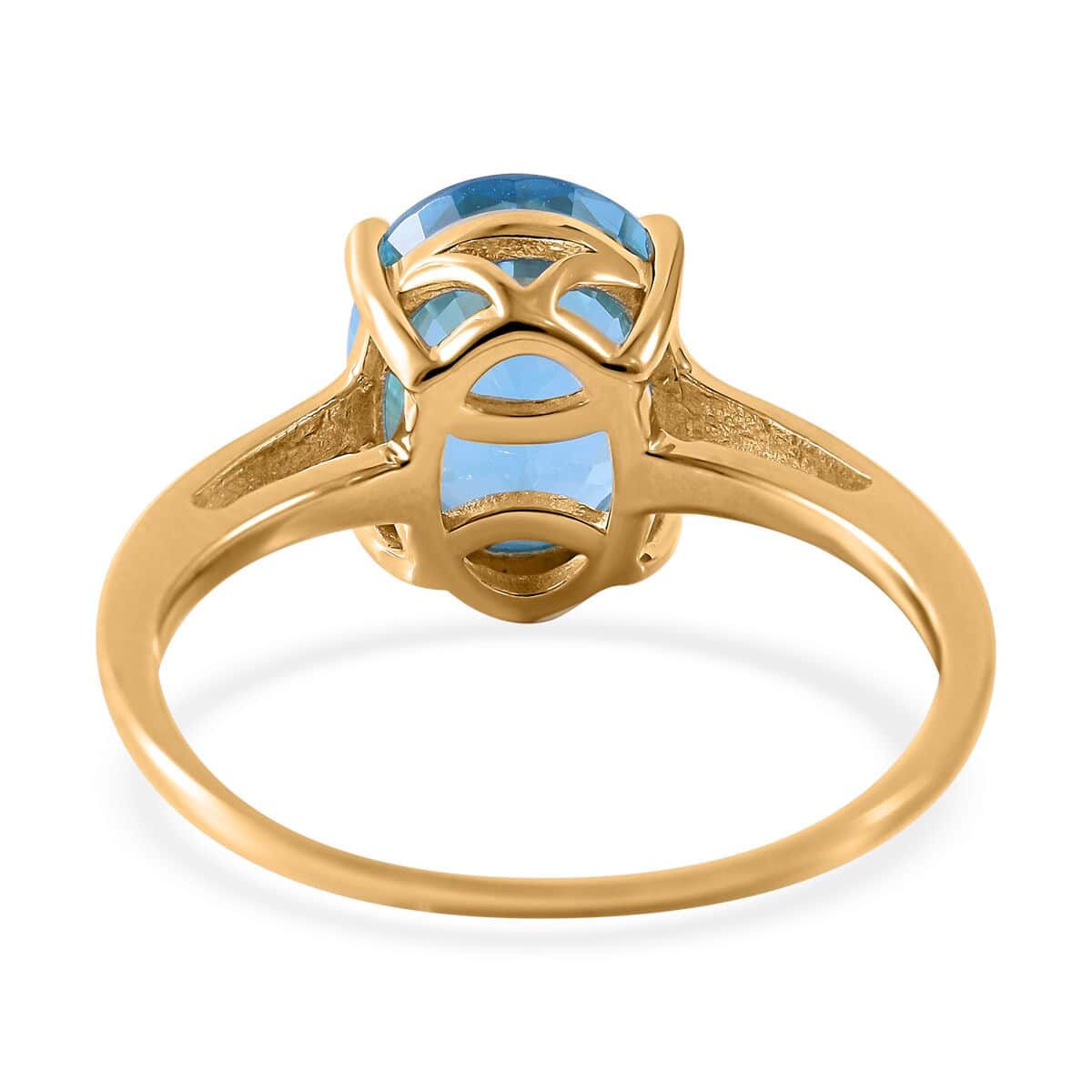 LUXORO 10K Yellow Gold Premium Ratanakiri Blue Zircon Solitaire Ring in Platinum Over 2 Grams 4.25 ctw image number 3