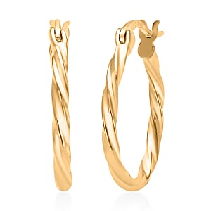 14K YG Over Sterling Silver 20mm Twisted Hoop Earrings (1.80 g)