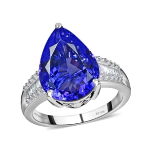 Rhapsody AAAA Tanzanite and E-F VS2 Diamond 7.90 ctw Ring in 950 Platinum (Size 6.0) 6.65 Grams