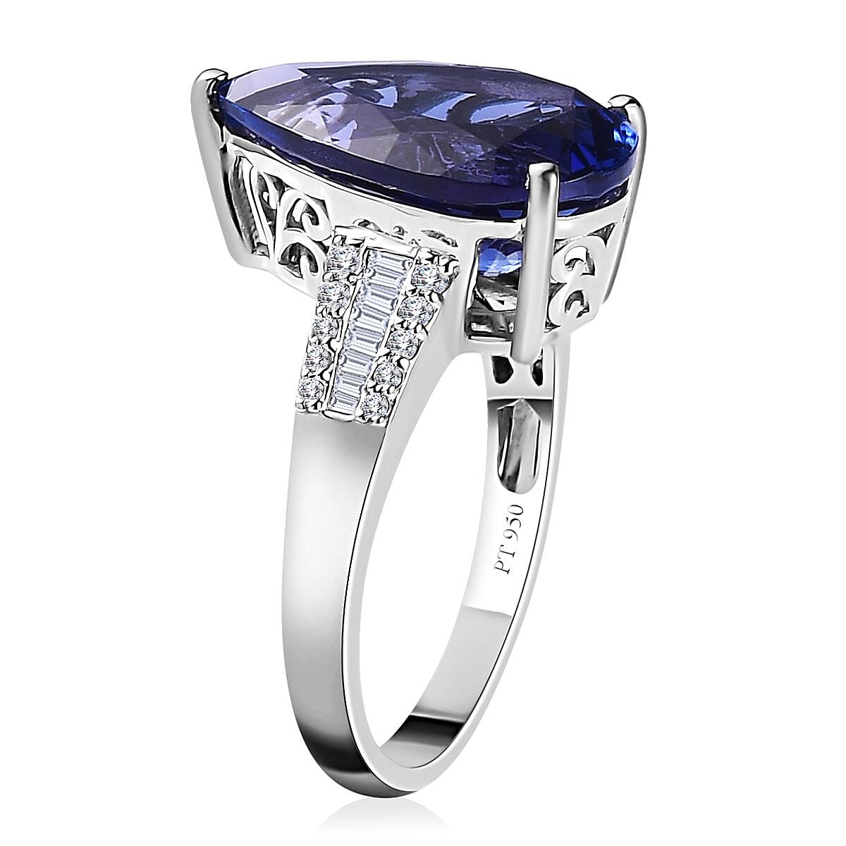 Rhapsody AAAA Tanzanite and E-F VS2 Diamond 7.90 ctw Ring in 950 Platinum (Size 8.0) 6.65 Grams image number 3