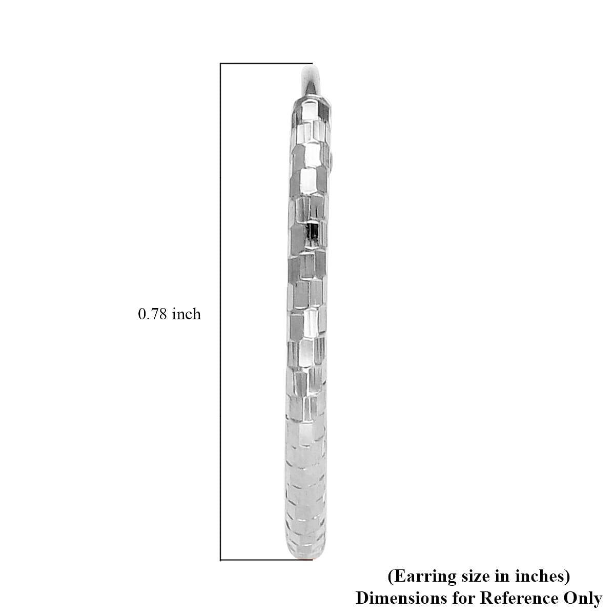 Rhodium Over Sterling Silver 20mm Square-Cut Textured Hoop Earrings (1 g) image number 3