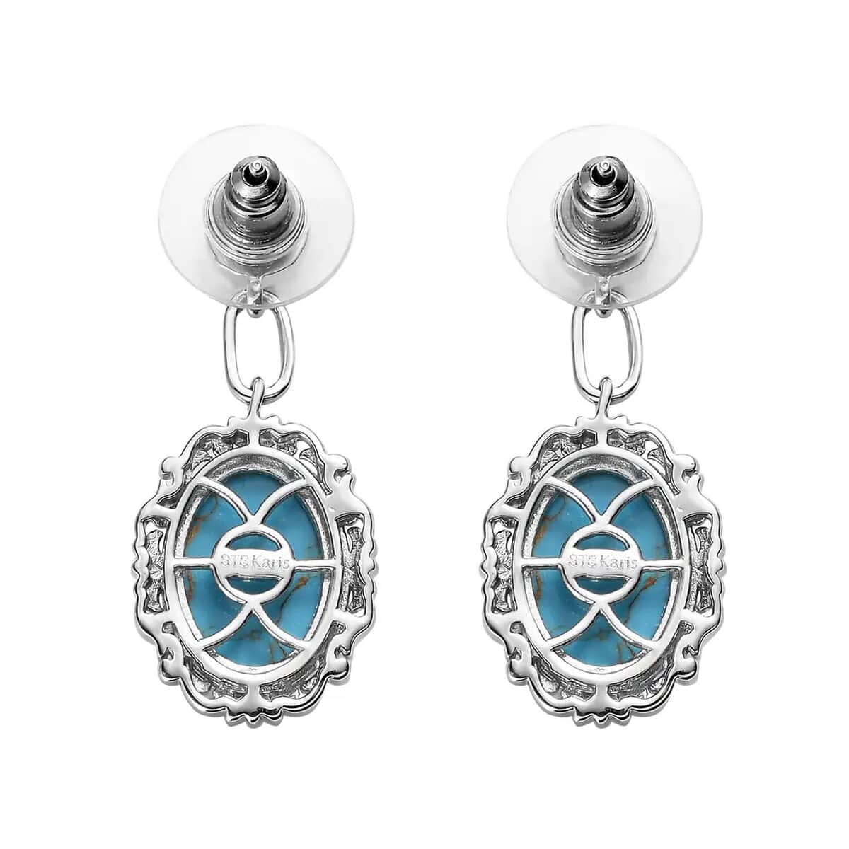 Karis Mojave Blue Turquoise Earrings in Platinum Bond 11.50 ctw image number 5