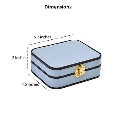 Light Blue Faux Leather Travel Jewelry Box with Lock