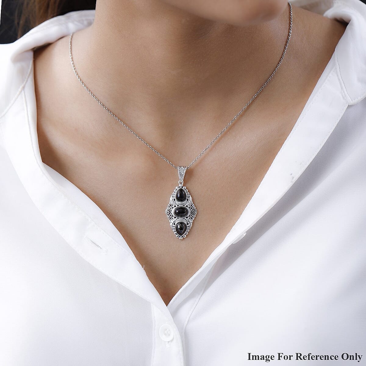Artisan Crafted Elite Shungite 3 Stone Pendant in Sterling Silver 2.60 ctw image number 2
